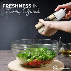 Mate Salt And Pepper Grinder - Easily Refillable Stainless Steel Pepper Mill Grinder With Real Marble Finish Top, Ceramic Blades, Adjustable Coarseness (White) -Peugeot Shop 51HPuXoJR2L