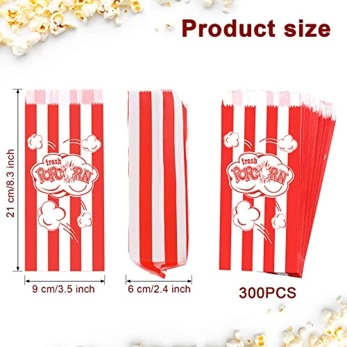 300 Pieces Paper Popcorn Bags 1 Oz Nostalgic Red And White Striped Individual Popcorn Box Containers Disposable Popcorn Holder For Business Home Carnival Movie Party Supplies 2 300 Pieces Paper Popcorn Bags 1 Oz Nostalgic Red And White Striped Individual Popcorn Box Containers Disposable Popcorn Holder For Business Home Carnival Movie Party Supplies - Image 2