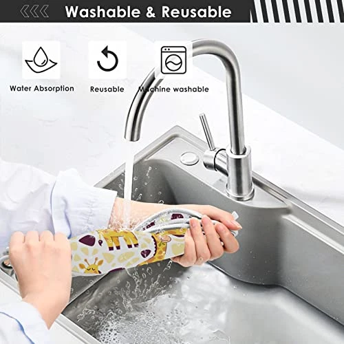 Kcldeci 2 Pack Faucet Mat Splash Guard For Kitchen Sink,Pattern Cute Giraffe 23x5 Inch Faucet Handle Drip Catcher Tray Absorbent Mat Fast Dry Mat For Kitchen, Bathroom 4 Kcldeci 2 Pack Faucet Mat Splash Guard For Kitchen Sink,Pattern Cute Giraffe 23x5 Inch Faucet Handle Drip Catcher Tray Absorbent Mat Fast Dry Mat For Kitchen, Bathroom - Image 4