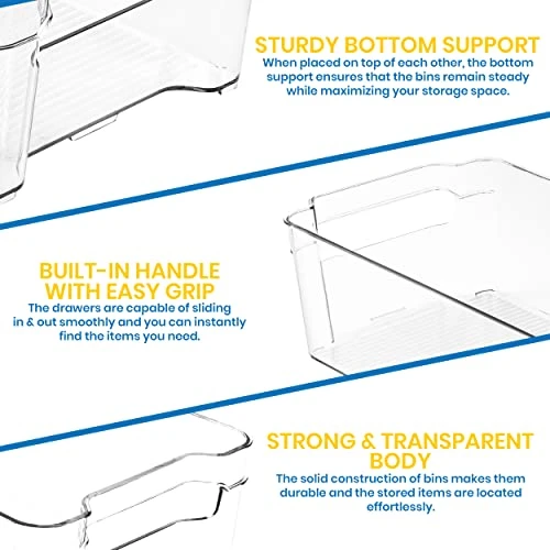 Set Of 6 Fridge Organizer - Includes 6 Refrigerator Organizer Bins (5 Drawers & 1 Egg Holder) - Pantry Organization And Storage Bins For Freezers, Countertops And Cabinets 3 Set Of 6 Fridge Organizer - Includes 6 Refrigerator Organizer Bins (5 Drawers & 1 Egg Holder) - Pantry Organization And Storage Bins For Freezers, Countertops And Cabinets - Image 3