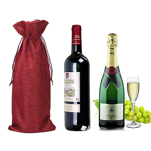 Burlap Wine Bags With Drawstrings, Wine Gift Bags - Reusable Bottle Bags Perfect For Travel, Wedding, Birthday, Housewarming And Dinner Party(Red) 2 Burlap Wine Bags With Drawstrings, Wine Gift Bags - Reusable Bottle Bags Perfect For Travel, Wedding, Birthday, Housewarming And Dinner Party(Red) - Image 2