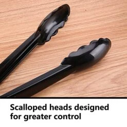 24 Pieces Plastic Serving Tongs For Kitchen, Disposable Utensils Set, 9 Inch Heavy Duty Scalloped Salad Tongs, Food Safe Material, Perfect For Buffets And BBQ, Black -Peugeot Shop 51Hmea5axJS