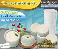 PetriStor 6 Pcs Cheesemaking Kit Punched Сheese Mold Press Strainer Cheese Basic Cheese Mold 0.46 Gallon Set Of 6 Pieces