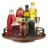 COZLUX Lazy Susan, Turntable Cabinet Organizer, 12 Inch Wood Table Top Spice Organizer For Kitchen Countertop, Pantry, Dining Tables, Rustic Brown Black