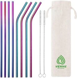 Metal Straws Drinking Straws 10.5" Stainless Steel Straws Reusable 8 Set - Ultra Long Rainbow Color-Cleaning Brush For 20/30 Oz For Yeti -Peugeot Shop 51HuGrCPHPL. AC