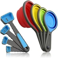 Measuring Cups And Spoons Set, Collapsible Measuring Cups, 8 Piece Measuring Tool Engraved Metric/US Markings For Liquid & Dry Measuring, Space Saving, BPA Free Silicone, Colorful -Peugeot Shop 51Hz6qQHfL. AC