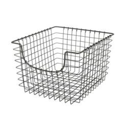Oop Wire Basket (Industrial Gray) - Storage Bin & Décor For Bathroom, Closet, Pantry, Under Sink, Toy, Shelf, Kitchen, & Nursery Organization