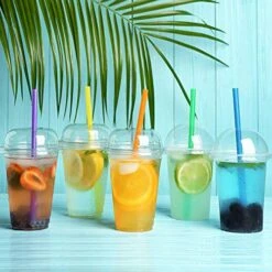 100 Pcs Smoothie Boba Individually Wrapped Straws, Jumbo Large Plastic Disposable Bubble Tea Milkshake Colorful Drinking Straws(0.43" Wide X 8.2" Long) -Peugeot Shop 51IKZSsR5fL