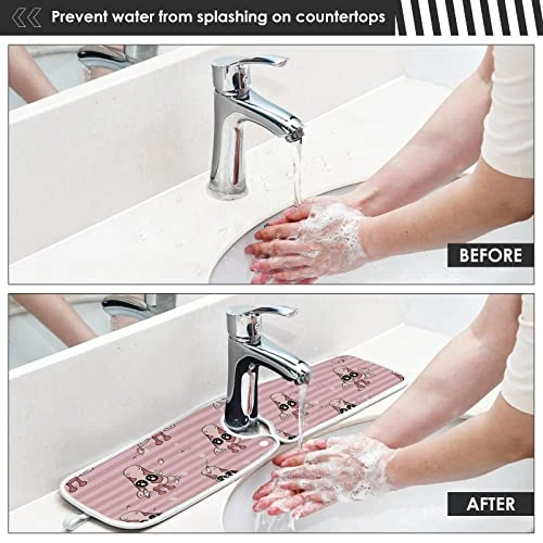Kcldeci 2 Pack Faucet Mat Splash Guard For Kitchen Sink,Cute Giraffe Stripe 23x5 Inch Faucet Handle Drip Catcher Tray Absorbent Mat Fast Dry Mat For Kitchen, Bathroom 4 Kcldeci 2 Pack Faucet Mat Splash Guard For Kitchen Sink,Cute Giraffe Stripe 23x5 Inch Faucet Handle Drip Catcher Tray Absorbent Mat Fast Dry Mat For Kitchen, Bathroom - Image 4