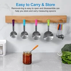 11Pcs Stainless Steel Measuring Cups And Spoons Set, Stackable Metal Measure Cup, Widely Used Kitchen Dry Food, Cooking Baking Measurements (Kitchen Funnel) -Peugeot Shop 51ITlkVqRUL 1