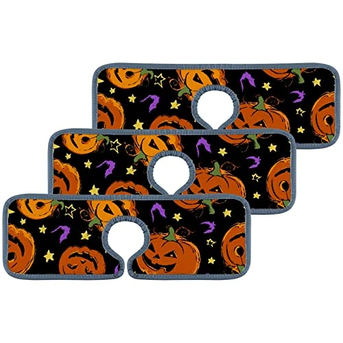 15" Microfiber Cloth Kitchen Faucet Absorbent Mat Splash Guard Drip Water Catcher Countertop Drying Protector Pads Faucet Behind For Bedroom Farmhouse Orange Halloween Pumpkins With Bats Stars 1 15" Microfiber Cloth Kitchen Faucet Absorbent Mat Splash Guard Drip Water Catcher Countertop Drying Protector Pads Faucet Behind For Bedroom Farmhouse Orange Halloween Pumpkins With Bats Stars