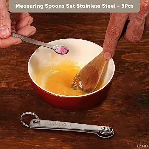 Measuring Spoons Set Stainless Steel - 5Pcs Dry Measure Spoons Liquid Teaspoon Measure Coffee Measuring Spoon - Small Spoons For Spice Jars Baking Items Cooking Spoon Sets For Kitchen With Hold Ring 2 Measuring Spoons Set Stainless Steel - 5Pcs Dry Measure Spoons Liquid Teaspoon Measure Coffee Measuring Spoon - Small Spoons For Spice Jars Baking Items Cooking Spoon Sets For Kitchen With Hold Ring - Image 2