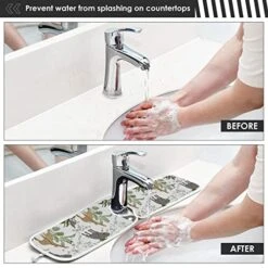 Kcldeci 2 Pack Faucet Mat Splash Guard For Kitchen Sink,Giraffes And Elephant 30x5 Inch Faucet Handle Drip Catcher Tray Absorbent Mat Fast Dry Mat For Kitchen, Bathroom -Peugeot Shop 51IhjCq2WZL