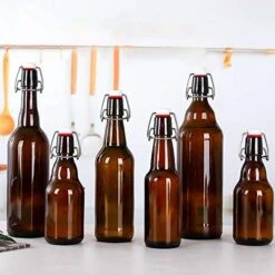 Glass Bottles, COMUDOT Refillable Brown Glass Storage Bottle With Swing Top Lids, Amber Iron Clasp Bottles With Stickers&Pen For Home Brewing, Drinks, Sauces, Industrial Products, Etc (1000ML, 8 PCS) 9 Glass Bottles, COMUDOT Refillable Brown Glass Storage Bottle With Swing Top Lids, Amber Iron Clasp Bottles With Stickers&Pen For Home Brewing, Drinks, Sauces, Industrial Products, Etc (1000ML, 8 PCS) -Peugeot Shop 51Iv9qlLIKL