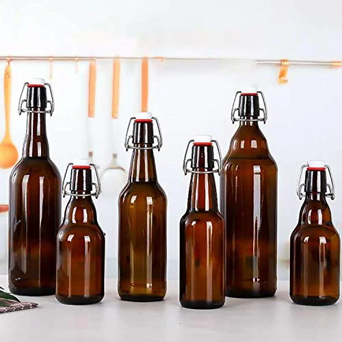 Glass Bottles, COMUDOT Refillable Brown Glass Storage Bottle With Swing Top Lids, Amber Iron Clasp Bottles With Stickers&Pen For Home Brewing, Drinks, Sauces, Industrial Products, Etc (1000ML, 8 PCS) 5 Glass Bottles, COMUDOT Refillable Brown Glass Storage Bottle With Swing Top Lids, Amber Iron Clasp Bottles With Stickers&Pen For Home Brewing, Drinks, Sauces, Industrial Products, Etc (1000ML, 8 PCS) - Image 5