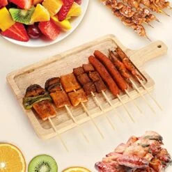 Natural Bamboo Skewers For BBQ,Appetizers,and More - Wooden Sticks For Grilling,Ideal For Appetizers,Cake Decoration,Cheese,Cocktail, Marshmallow 200 Count Pack -Peugeot Shop 51IwdAViKEL