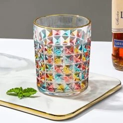 Whiskey Glasses Set Of 2, 10oz Colorful Old Fashioned Glasses, Crystal Glassware For Bourbon Scotch Cocktail Rum Vodka Liquor -Peugeot Shop 51Ixd9Lqd0L