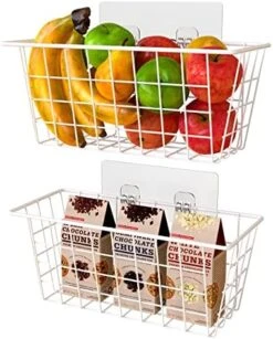 Hanging Kitchen Baskets Wire Storage Basket Adhesive Basket Over The Cabinet Door Organizer No Drilling, For Cabinet Pantry Organization And Kitchen, Bathroom, Storage, 2 Pack, Black -Peugeot Shop 51IxkajpinL. AC