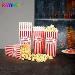 Popcorn Containers Disposable 46 Oz Red & White Striped Cardboard Popcorn Boxes For Movie Night (12 Pack) -Peugeot Shop 51IzuMCTEnL