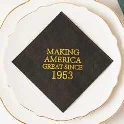 70th Birthday Disposable Napkins Black And Gold Dessert Beverage Cocktail Cake Napkins 70th Birthday Decoration Party Supplies For Man Making Great Since 1953, 50 Pack 4.9"x4.9" Folded -Peugeot Shop 51J0aBMtTjL