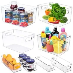 8 Pack Clear Plastic Storage Bins, Pantry Organization And Storage, Organizer Bins For Kitchen Organization, Home Edit,Freeze Storage, Cupboard Organizing, Cabinet Organization