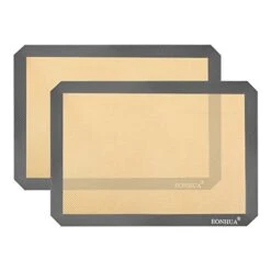 Silicone Baking Mat Sheet Set Of 2- Reusable Baking Mat Nonstick - Half Sheet Baking Mat For Oven (Size 16.5" X 11.6") Grey…