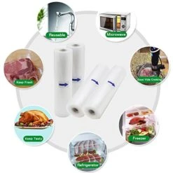 Vacuum Sealer Bag Rolls 11"x16.5' Commercial Grade Bag Rolls For Food Saver And Sous Vide, Microwave & Freezer Safe (3) -Peugeot Shop 51J7uliHtxL