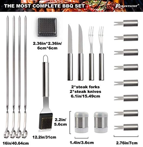 28pc BBQ Accessories Set With Thermometer - The Very Best Grill Gift On Birthday Wedding - Heavy Duty Stainless Steel Grill Set In Case For Outdoor Cooking Camping Grilling Smoking 3 28pc BBQ Accessories Set With Thermometer - The Very Best Grill Gift On Birthday Wedding - Heavy Duty Stainless Steel Grill Set In Case For Outdoor Cooking Camping Grilling Smoking - Image 3