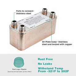 【30 Plates】MRbrew Homebrew Wort Chiller, Stainless Steel And Brazed With Copper Heat Exchanger, 1/2 NPT Thread Connection Hot Liquid Accelerated Cooler 11 【30 Plates】MRbrew Homebrew Wort Chiller, Stainless Steel And Brazed With Copper Heat Exchanger, 1/2 NPT Thread Connection Hot Liquid Accelerated Cooler -Peugeot Shop 51JHO5e6M1L