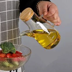 Olive Oil Dispenser Bottle, Glass Olive Oil Bottle Leakproof, Kitchen True No Drip Oil And Vinegar Cruet Container With Non-Slip Handle (500ml) -Peugeot Shop 51JIknvky7L