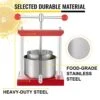 Fruit Wine Press, 0.9Gal/3.5L Grape Press For Wine Making, Wine Press Machine With 2 Stainless Steel Barrels, Wine Cheese Fruit Vegetable Tincture Press With T-Handle And 0.1"/3mm Thick Plate