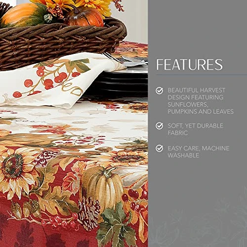 Swaying Leaves Bordered Fall, Seasonal And Holiday Tablecloth, 60" X 102" Oblong/Rectangle, Multi 3 Swaying Leaves Bordered Fall, Seasonal And Holiday Tablecloth, 60" X 102" Oblong/Rectangle, Multi - Image 3