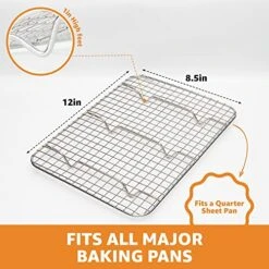 Heavy Duty Cooling Rack For Cooking And Baking, Rust Resistant Oven Rack And Wire Rack, Grill And Baking Rack, Wire Cookie Cooling Racks For Baking, Fits Quarter Sheet Pan, 8.5" X 12" -Peugeot Shop 51JLInJy5xL