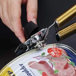 Can Opener, Stainless Steel Gold Handle Can Opener, Titainium Golden Plating Handle Can Opener Hand Held, Smooth Edge Manual Can Opener, Heavy Duty (Gold)