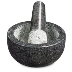 Mortar And Pestle Set - Granite Pestle And Mortar Bowl For Grinding Spice, Garlic, Nuts, Herbs, Pesto - 4 3/4" Diameter