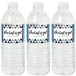 Big Dot Of Happiness Light Blue Graduation Party Water Bottle Sticker Labels - Set Of 20