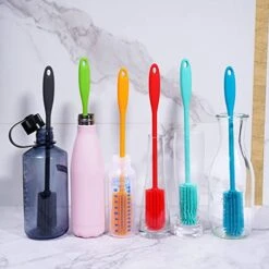 Silicone Bottle Brush, Water Bottle Cleaner Brush With Long Handle, Perfect For Cleaning Narrow Neck Containers, Vacuum Sports Bottle, Tumblers, Flask, Glassware (1 Pack, Orange) 10 Silicone Bottle Brush, Water Bottle Cleaner Brush With Long Handle, Perfect For Cleaning Narrow Neck Containers, Vacuum Sports Bottle, Tumblers, Flask, Glassware (1 Pack, Orange) -Peugeot Shop 51JU6Ke5GzL