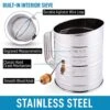 3 Cup Stainless Steel Flour Sifter - Fine Mesh Rotary Hand Crank Flour Sifter With Agitator Wire Loop For Baking Cakes, Pastries, Pies, Cupcakes And Desserts