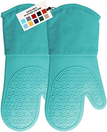Extra Long Professional Silicone Oven Mitt, Oven Mitts With Quilted Liner, Heat Resistant Pot Holders, Flexible Oven Gloves, Navy Blue, 1 Pair, 14.7 Inch 4 Extra Long Professional Silicone Oven Mitt, Oven Mitts With Quilted Liner, Heat Resistant Pot Holders, Flexible Oven Gloves, Navy Blue, 1 Pair, 14.7 Inch - Image 4