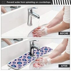 Kcldeci 2 Pack Faucet Mat Splash Guard For Kitchen Sink,Evil Eye Turkish 30x5 Inch Faucet Handle Drip Catcher Tray Absorbent Mat Fast Dry Mat For Kitchen, Bathroom -Peugeot Shop 51Jh8IpM0cL