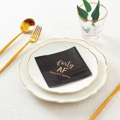 40th Birthday Napkins Black Rose Gold For Women Forty Birthday Cocktail Napkins Beverage Napkins 40th Birthday Party Dessert Cake Table Decorations, 50 Count, 3-Ply -Peugeot Shop 51JiQAQD8lL