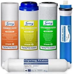 ISpring F5-75 Reverse Osmosis Replacement Water Filter Pack Set For 5-Stage System With 75 GPD RO Membrane, Stage 1 To 5 -Peugeot Shop 51JjV8dxDGL. AC