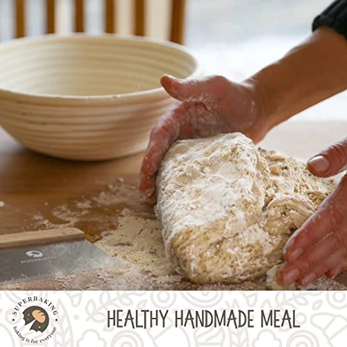 Banneton Bread Proofing Basket Set, Round 9" Banneton Basket Sourdough Bread Baking Supplies, Sourdough Proofing Basket For Bread Making Tools Supplies, Artisan Bread Kit, Gifts For Bakers 4 Banneton Bread Proofing Basket Set, Round 9" Banneton Basket Sourdough Bread Baking Supplies, Sourdough Proofing Basket For Bread Making Tools Supplies, Artisan Bread Kit, Gifts For Bakers - Image 4