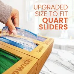 MHomeAid Bag Storage Organizer - Bamboo Food Plastic Baggie Holder, Dispenser, And Container For Kitchen Drawer - Fits Ziplock And Ziploc Gallon, Quart, Sandwich & Snack Sized Slider Bags (Natural) -Peugeot Shop 51JzakZNzXL