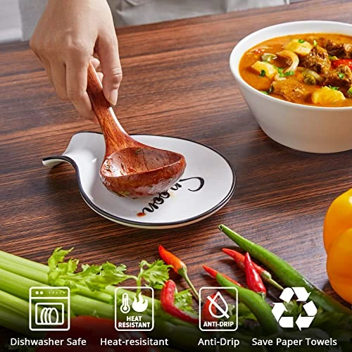 Farmhouse Spoon Rest For Stove Top & Kitchen Counter - ALELION Ceramic Extra Large Spoon Holder For Spatula Ladles And Tongs - Black And White Farmhouse Kitchen Decor And Accessories For Countertop 5 Farmhouse Spoon Rest For Stove Top & Kitchen Counter - ALELION Ceramic Extra Large Spoon Holder For Spatula Ladles And Tongs - Black And White Farmhouse Kitchen Decor And Accessories For Countertop - Image 5