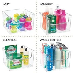 Modern Plastic Open Front Dip Storage Organizer Bin Basket For Kitchen Organization - Shelf, Cubby, Cabinet, And Pantry Organizing Decor - Ligne Collection - Clear -Peugeot Shop 51K6Bd5uNRL