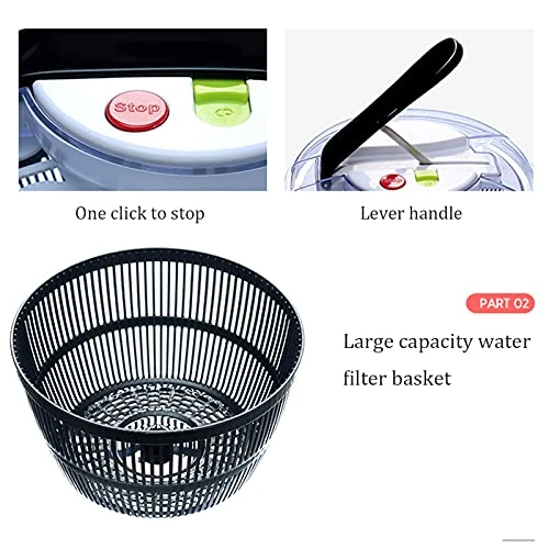 HEIMP Dryer Salad Spinner Quick Vegetables ANG Fruit Dryer Free Drain Lettuce And Vegetable For Home Kitchen Large 5L Capacity Kitchen Slicer 3 HEIMP Dryer Salad Spinner Quick Vegetables ANG Fruit Dryer Free Drain Lettuce And Vegetable For Home Kitchen Large 5L Capacity Kitchen Slicer - Image 3
