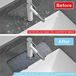 Kitchen Sink Splash Guard - Silicone Faucet Handle Drip Catcher Tray, Dish Soap Dispenser And Sponge Holder Mat Behind Faucet, Kitchen Guard Gadgets Sink Accessories For Bathroom, Bar, Hotels -Peugeot Shop 51KFiAdh3jL