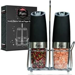 Lafster Kitchen Electric Pepper Grinder - Battery Powered Stainless Steel Salt Or Pepper Mill - Tall Power Shaker - Automatic Grinder With Light - Adjustable Ceramic Coarseness - Pack Of 1 -Peugeot Shop 51KKcgjAHCL. AC