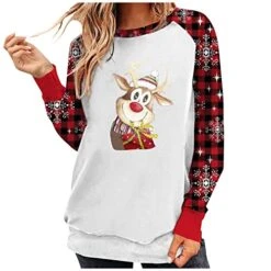 Womens Crewneck Sweatshirt Fall Plus Size Christmas Print Long Sleeve Sweatshirts Crew Neck Pullover Top Fall Clothes